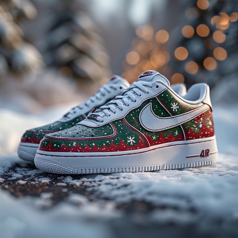 Green Red Christmas Nike AF 1 | Custom Holiday AF1 | Hand Painted Christmas